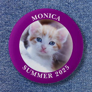 Bóton Redondo 5.08cm Borda Roxo de Fotografias da Família