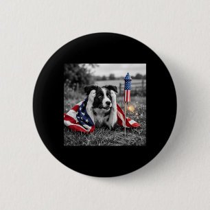 Bóton Redondo 5.08cm Border Collie Engraçado Bandeira Americana EUA 250