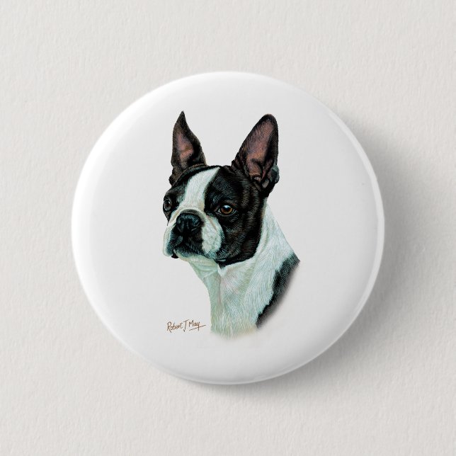 Bóton Redondo 5.08cm Boston Terrier (Frente)