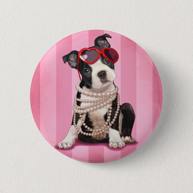 Bóton Redondo 5.08cm Boston Terrier (Frente)