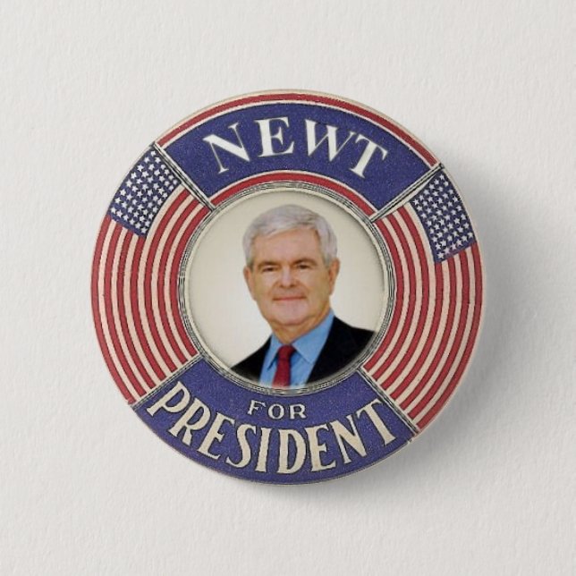 Bóton Redondo 5.08cm Botão 2012 de Newt Gingrich (Frente)