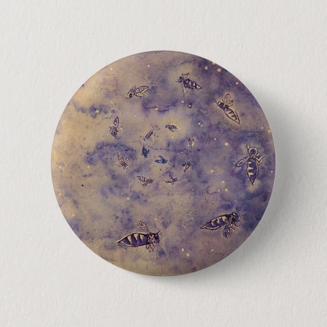 Bóton Redondo 5.08cm Botão Abelhas do Espaço (Frente)