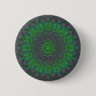 Bóton Redondo 5.08cm Botão Abstrato de Mandala Verde Sobrecarregado