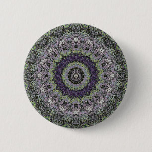 Bóton Redondo 5.08cm Botão Abstrato Mandala Verde de Terceiro Olho