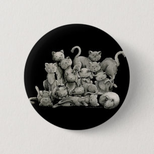 Bóton Redondo 5.08cm Botão afortunado de 13 gatos pretos