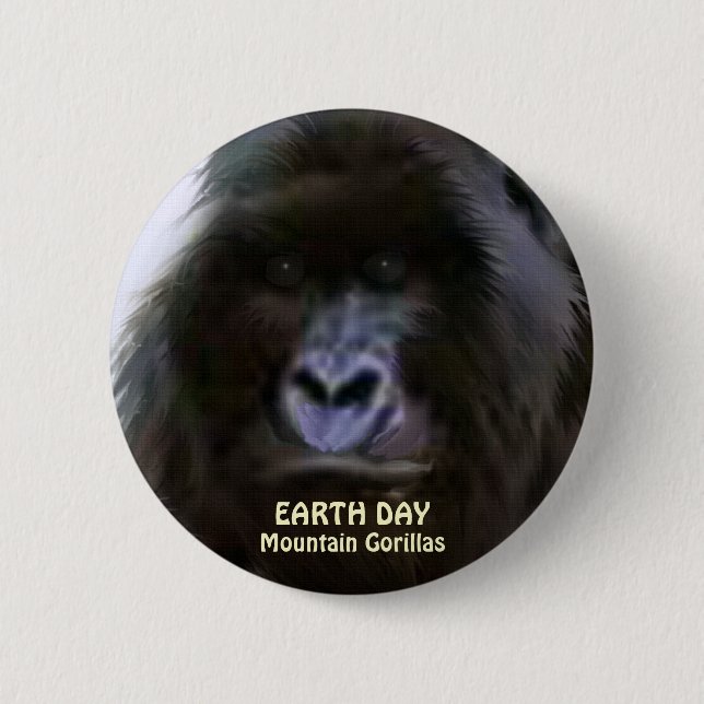 Bóton Redondo 5.08cm Botão African Mountain Gorilla EARTH DAY (Frente)
