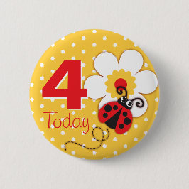Bóton Redondo 5.08cm Botão amarelo do aniversário 4 das meninas do