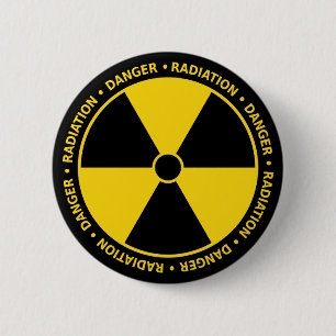 Bóton Redondo 5.08cm Botão amarelo do símbolo da radiação