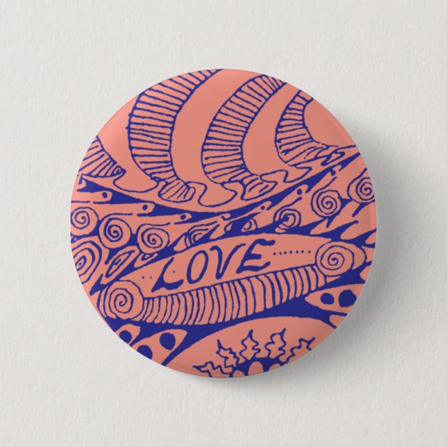 Bóton Redondo 5.08cm Botão Amor da Era Sessenta (Frente)