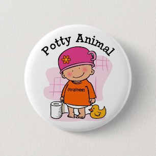 Bóton Redondo 5.08cm Botão animal da menina do Potty