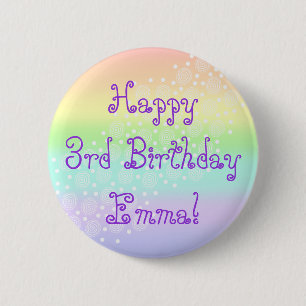 Bóton Redondo 5.08cm Botão Arco-Íris de Pastel em Círculos