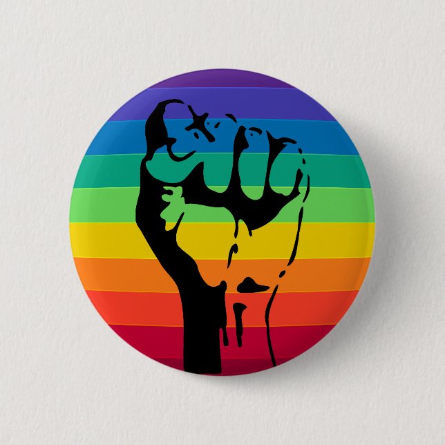 Bóton Redondo 5.08cm Botão arco-íris FIST LGBT PRIDE (Frente)