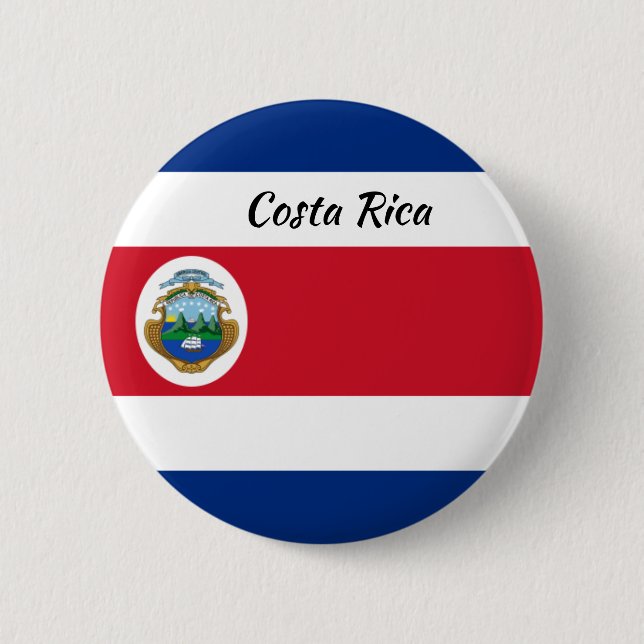 Bóton Redondo 5.08cm Botão Arredondar Bandeira da Costa Rica (Frente)