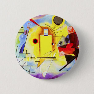 Bóton Redondo 5.08cm Botão Azul Amarelo Kandinsky