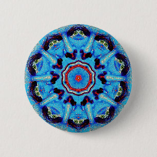 Bóton Redondo 5.08cm Botão azul da mandala do homem