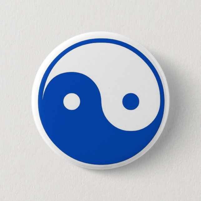 Bóton Redondo 5.08cm Botão azul de Yin-Yang (Frente)