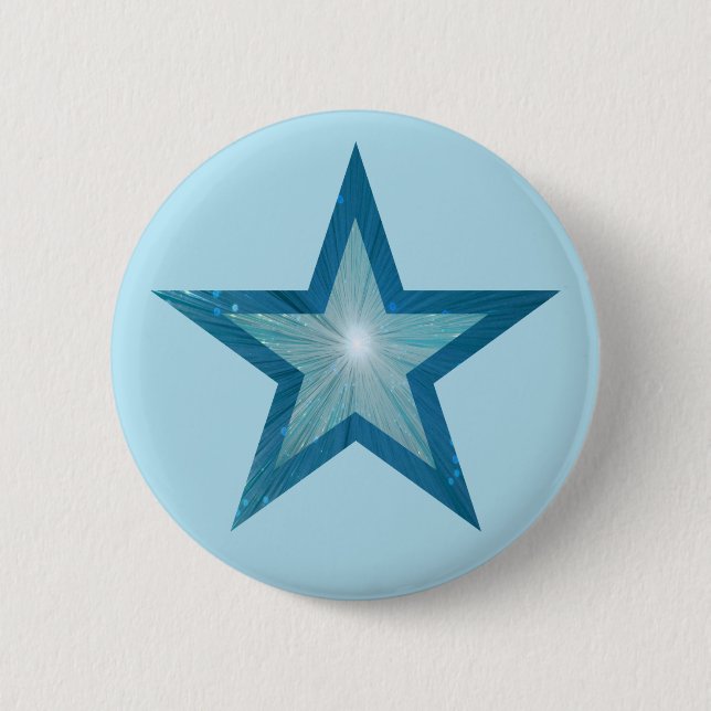 Bóton Redondo 5.08cm Botão Azul Estrela azul pálido (Frente)