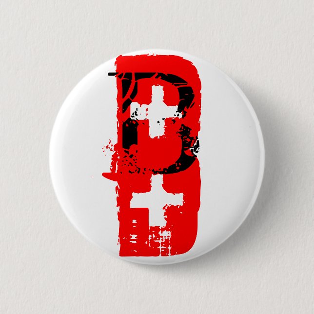 Bóton Redondo 5.08cm Botão B+ Tipo de Sangue (Frente)