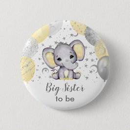 Bóton Redondo 5.08cm Botão Balões de Elefante Irmã Amarelo-Bonita