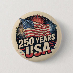 Bóton Redondo 5.08cm Botão Bandeira Americana Vintage 250 Anos EUA