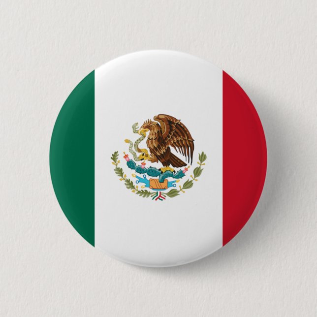 Bóton Redondo 5.08cm Botão Bandeira do México (Frente)