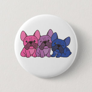 Bóton Redondo 5.08cm Botão Bi Flag French Bulldog Pride Lgbtq Dogs