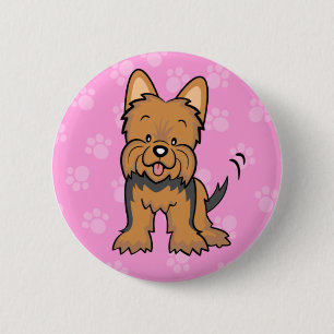 Bóton Redondo 5.08cm Botão bonito de Yorkie do cão dos desenhos