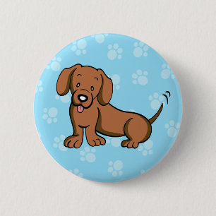 Bóton Redondo 5.08cm Botão bonito do Dachshund do cão dos desenhos