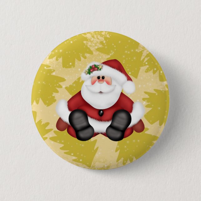 Bóton Redondo 5.08cm Botão Bonito do Pai Natal com Árvores de Natal (Frente)