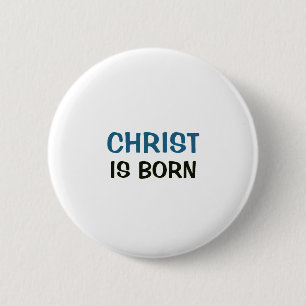 Bóton Redondo 5.08cm Botão Branco - Cristo Nasceu