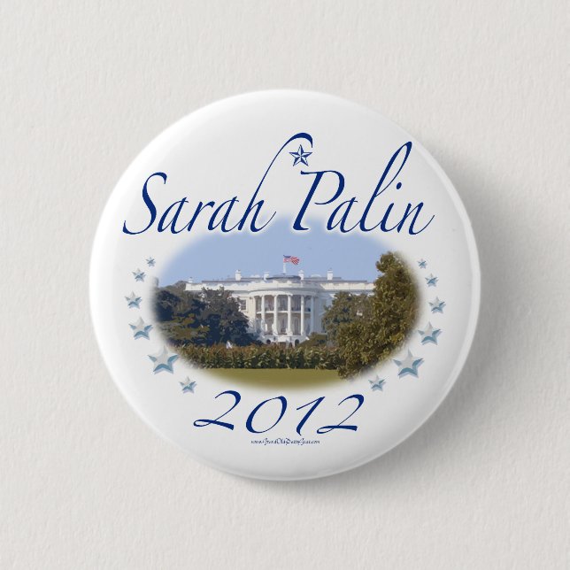Bóton Redondo 5.08cm Botão branco da casa 2012 de Sarah Palin (Frente)