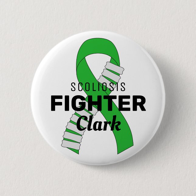 Bóton Redondo 5.08cm Botão Branco da Fita de Combate à Escoliose (Frente)