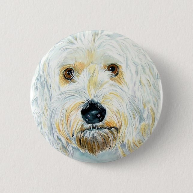 Bóton Redondo 5.08cm Botão branco de Labradoodle Maggie (Frente)