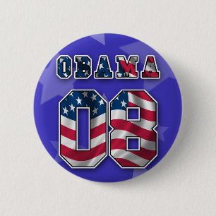 BÓTON REDONDO 5.08CM BOTÃO BRANCO DE OBAMA E AZUL VERMELHO