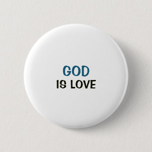 Bóton Redondo 5.08cm Botão Branco - Deus é Amor