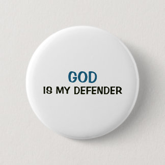 Bóton Redondo 5.08cm Botão Branco - Deus É Meu Defensor