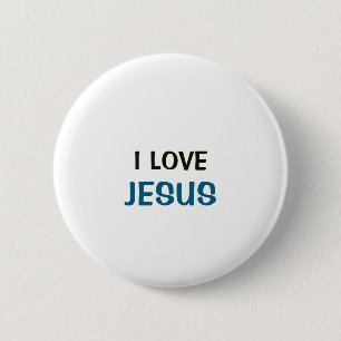 Bóton Redondo 5.08cm Botão Branco - Eu Amo Jesus