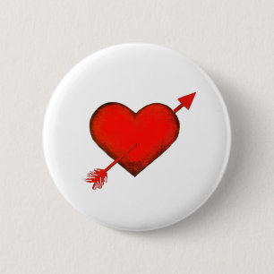 Bóton Redondo 5.08cm Botão branco vermelho de seta de Cupid