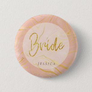 Bóton Redondo 5.08cm Botão Bride Glitter de Agato de Marble Dourado ro
