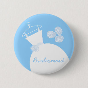 Bóton Redondo 5.08cm Botão 'Bridesmaid' Azul de Casamento