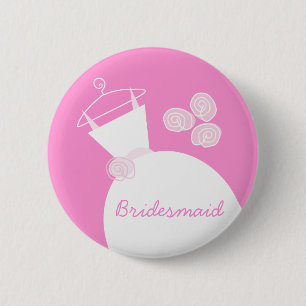 Bóton Redondo 5.08cm Botão 'Bridesmaid' Rosa de Casamento