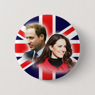 Bóton Redondo 5.08cm Botão britânico da bandeira de William & de Kate
