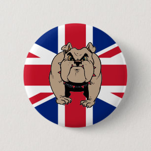 Bóton Redondo 5.08cm Botão BRITÂNICO do buldogue de Union Jack