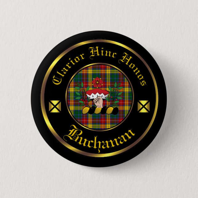 Bóton Redondo 5.08cm Botão Buchanan Clan & Tartan (Frente)