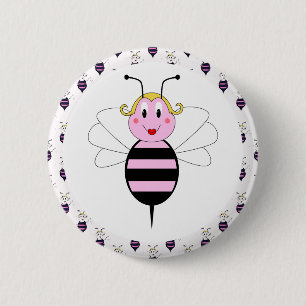 Bóton Redondo 5.08cm Botão Bumble Bee BarBee