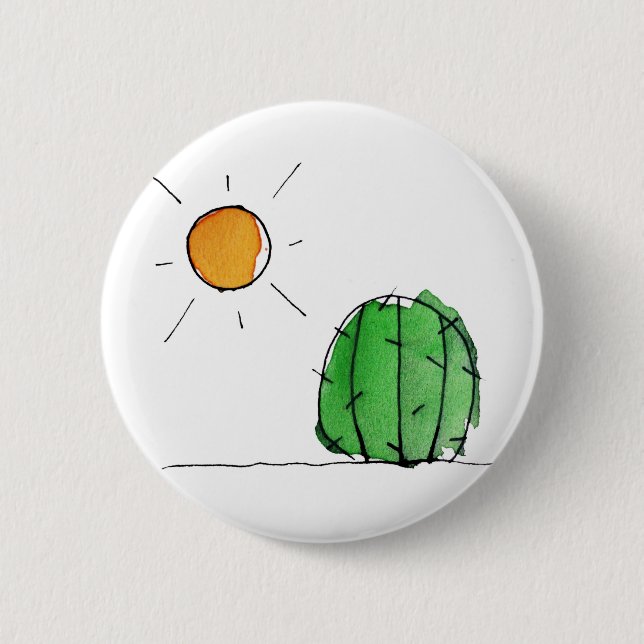 Bóton Redondo 5.08cm Botão Cactus e Sun Watercolor 2" (Frente)