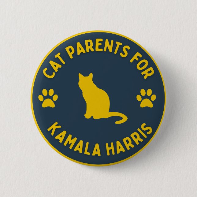 Bóton Redondo 5.08cm Botão Cat Parents for Kamala Harris (Frente)