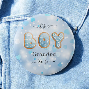 Bóton Redondo 5.08cm Botão Chá de fraldas Blue Grandpa to Be Boy