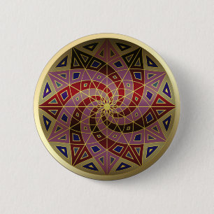 Bóton Redondo 5.08cm Botão Cherry Swirl Dourado Trim Mandala