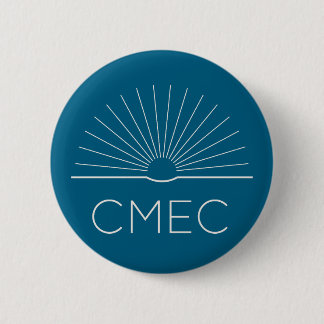 Bóton Redondo 5.08cm Botão CMEC - turquesa com logotipo branco